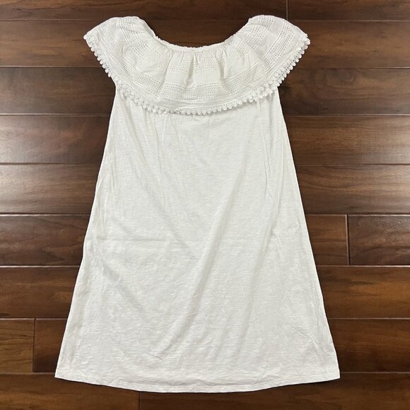 Boden Size UK 10 / US 6 L White Off The Shoulder Ruffle Jersey Dress - Picture 1 of 9